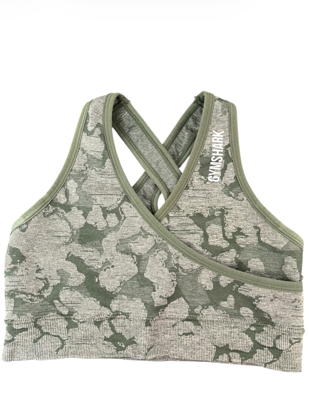 Gymshark Green Camo Crossover Sports Bra